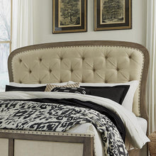 Americana Farmhouse King Tufted Panel Headboard in Dusty Taupe