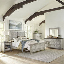 King Opt California Panel Bed, Dresser & Mirror, Chest, Night Stand