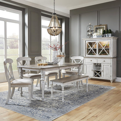 Ocean Isle 6 Piece Rectangular Table Set in Rubberwood Solids w/ Pine Veneers