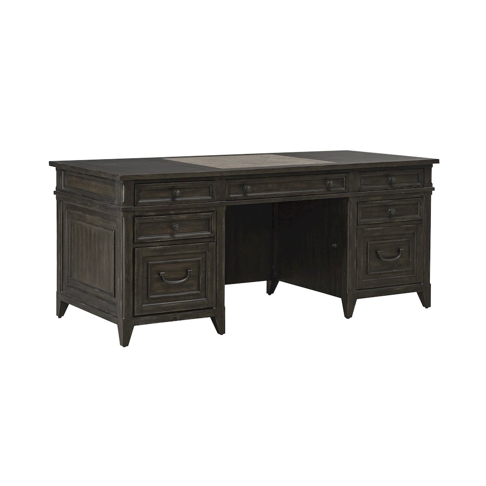 Executive Desk in Rubberwood Solids w/ Split Heart White Oak Veneers