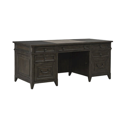 Executive Desk in Rubberwood Solids w/ Split Heart White Oak Veneers