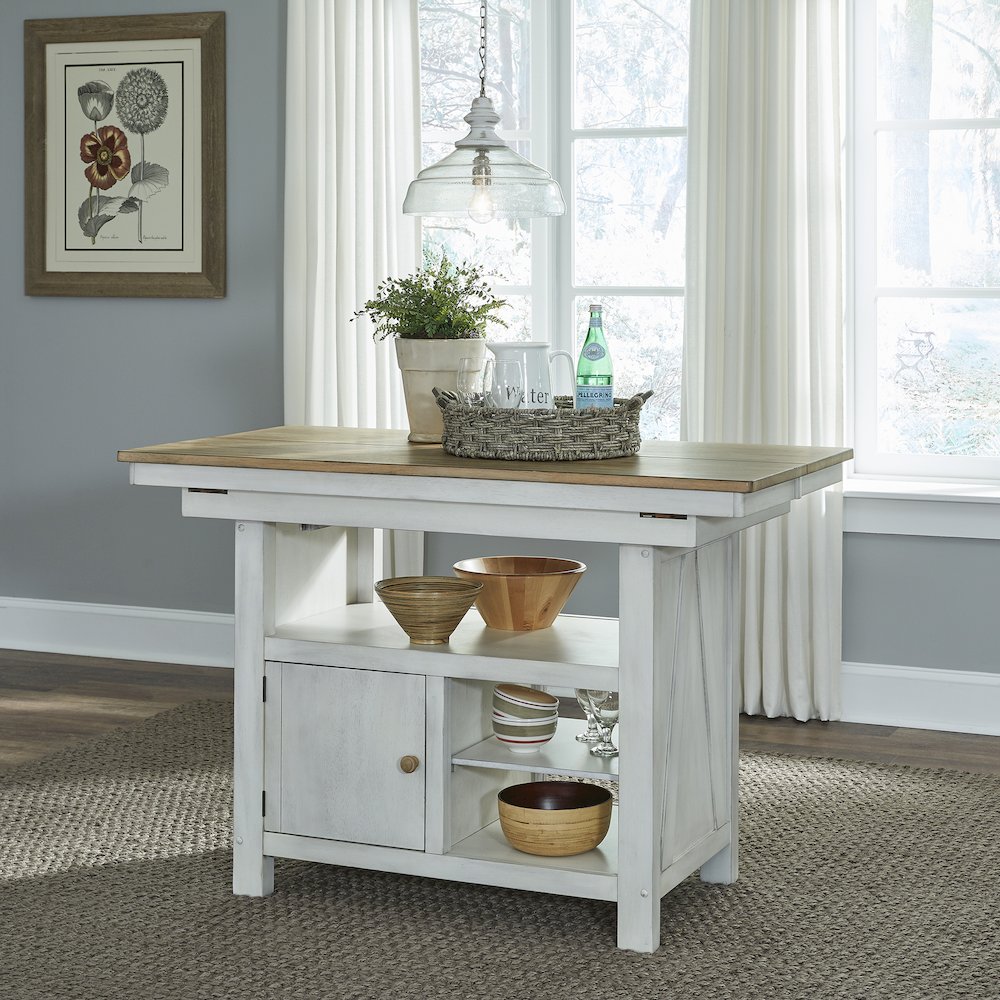 Lindsey Farm Kitchen Island in Rubberwood Solids & Veneers w/ MDF
