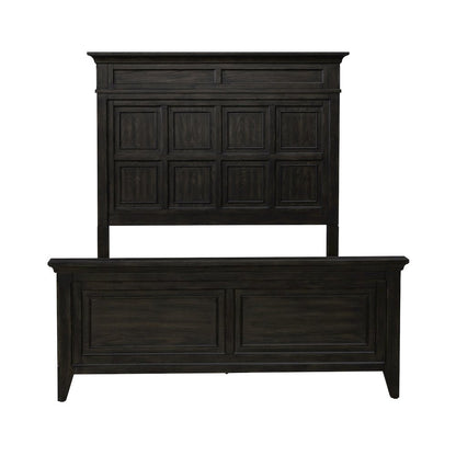 Queen Panel Bed in Rubberwood Solids & Split Heart White Oak Veneers