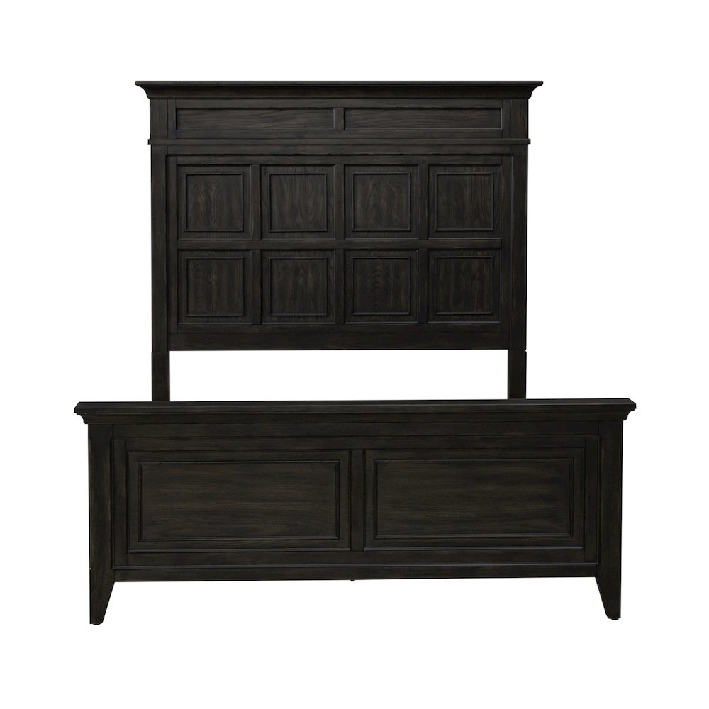 Queen Panel Bed in Rubberwood Solids & Split Heart White Oak Veneers