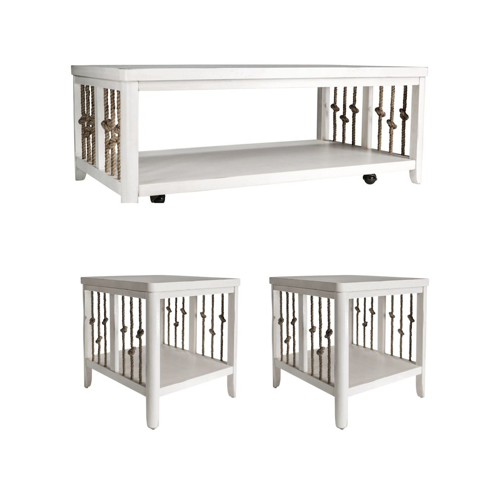 Dockside 3 Piece Set (1-Cocktail 2-End Tables) in Poplar Solids w/ Wood Products