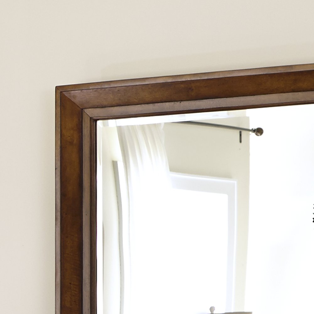 Queen Sleigh Bed, Dresser & Mirror in Rubberwood Solids & Oak Veneers