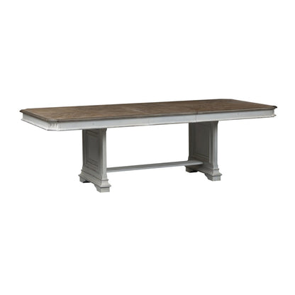 5 Piece Trestle Table Set in Rubberwood Solids w/ White Oak & Birch Veneers