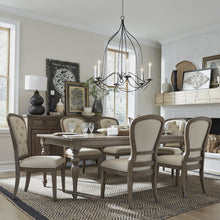 Americana Farmhouse Optional 7 Piece Leg Table Set in Dusty Taupe & Black color