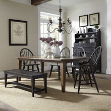 6 Piece Rectangular Table Set in Rubberwood Solids & White Oak Veneers