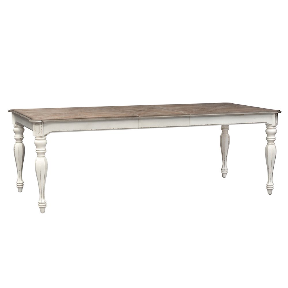 Magnolia Manor 5 Piece Leg Table Set - Antique White & Weathered Bark