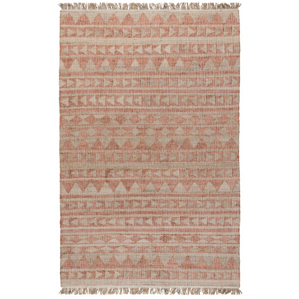 Camille Handwoven Jute Area Rug  Orange, Natural 2.6x8