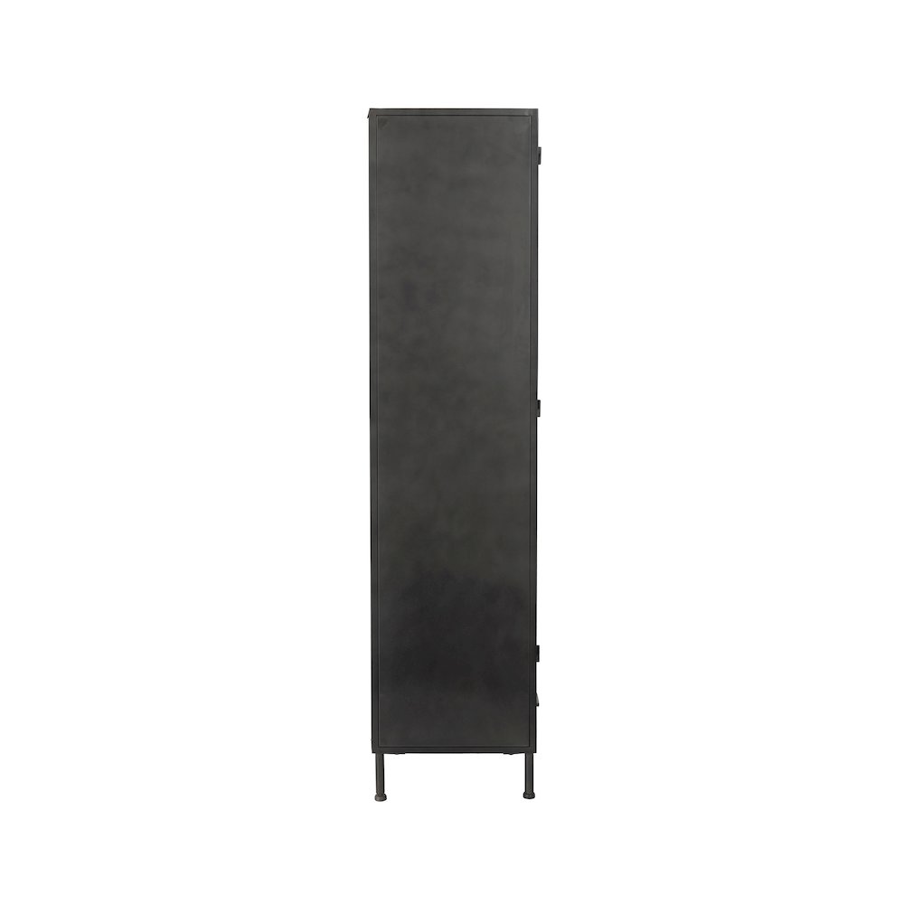 Nore Metal/Glass 2Dr 2 Dwr Tall Cabinet Blackened Steel
