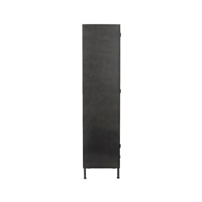 Nore Metal/Glass 2Dr 2 Dwr Tall Cabinet Blackened Steel