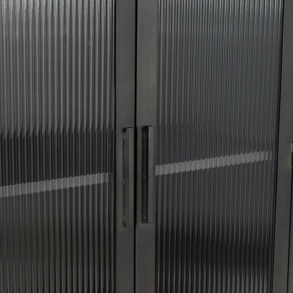 Nore Metal/Glass 2Dr 2 Dwr Tall Cabinet Blackened Steel