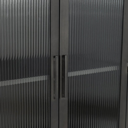 Nore Metal/Glass 2Dr 2 Dwr Tall Cabinet Blackened Steel