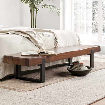 Duarte 74" Accent Bench Rustic Brown