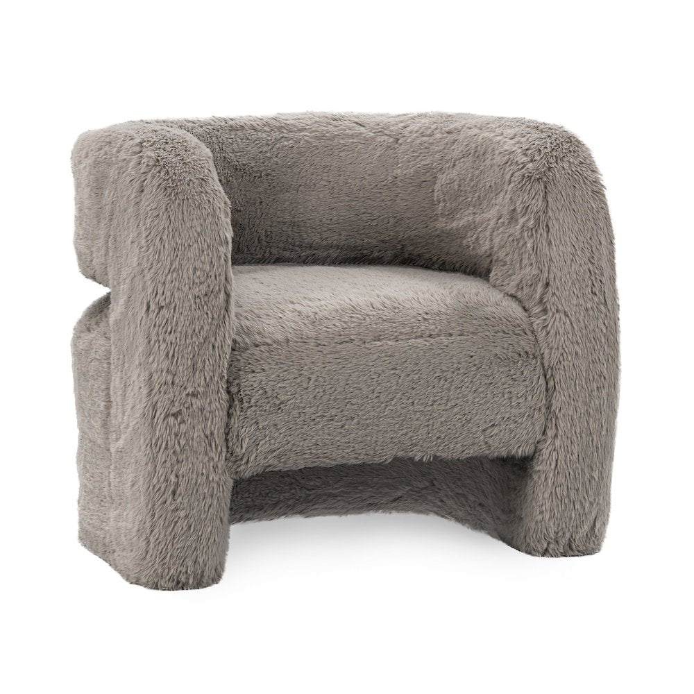 Teddy Plush Fabric Cushioned Accent Chair