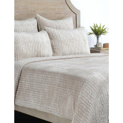 Dimitry 100% Rayon Velvet Pebble Beige King Quilt by Kosas Home