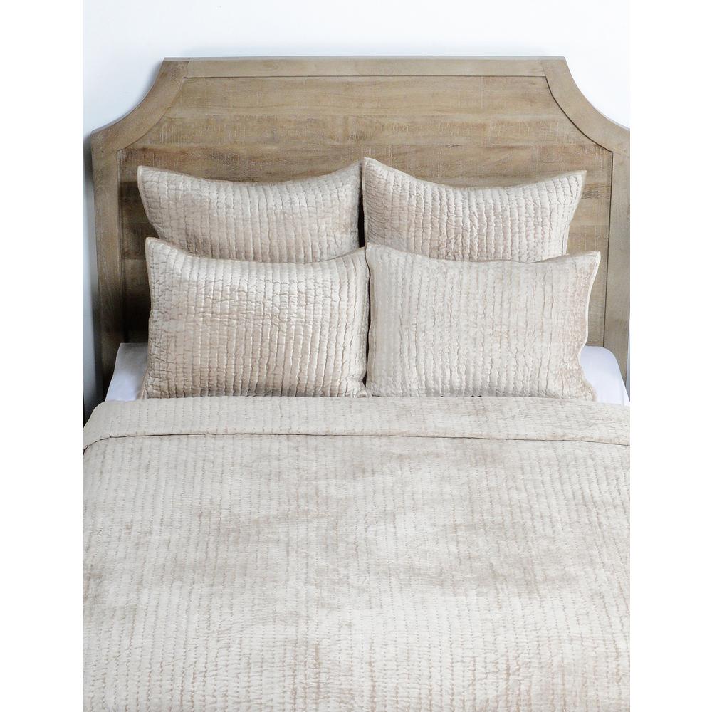 Dimitry 100% Rayon Velvet Pebble Beige King Quilt by Kosas Home