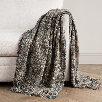 TC Recycled Cotton Blend Blue 50"x70" Woven Throw Blanket Blanket
