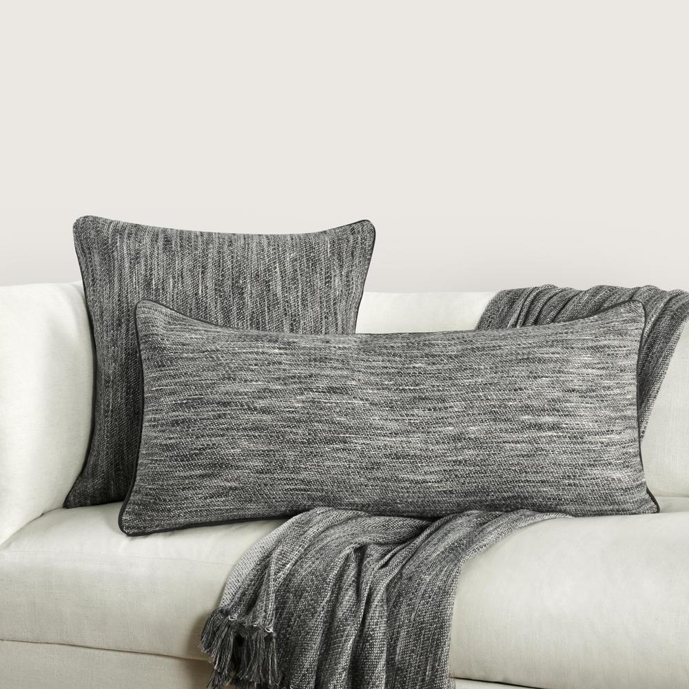 Sharma 22" Cotton Blend Throw Pillow, Gray