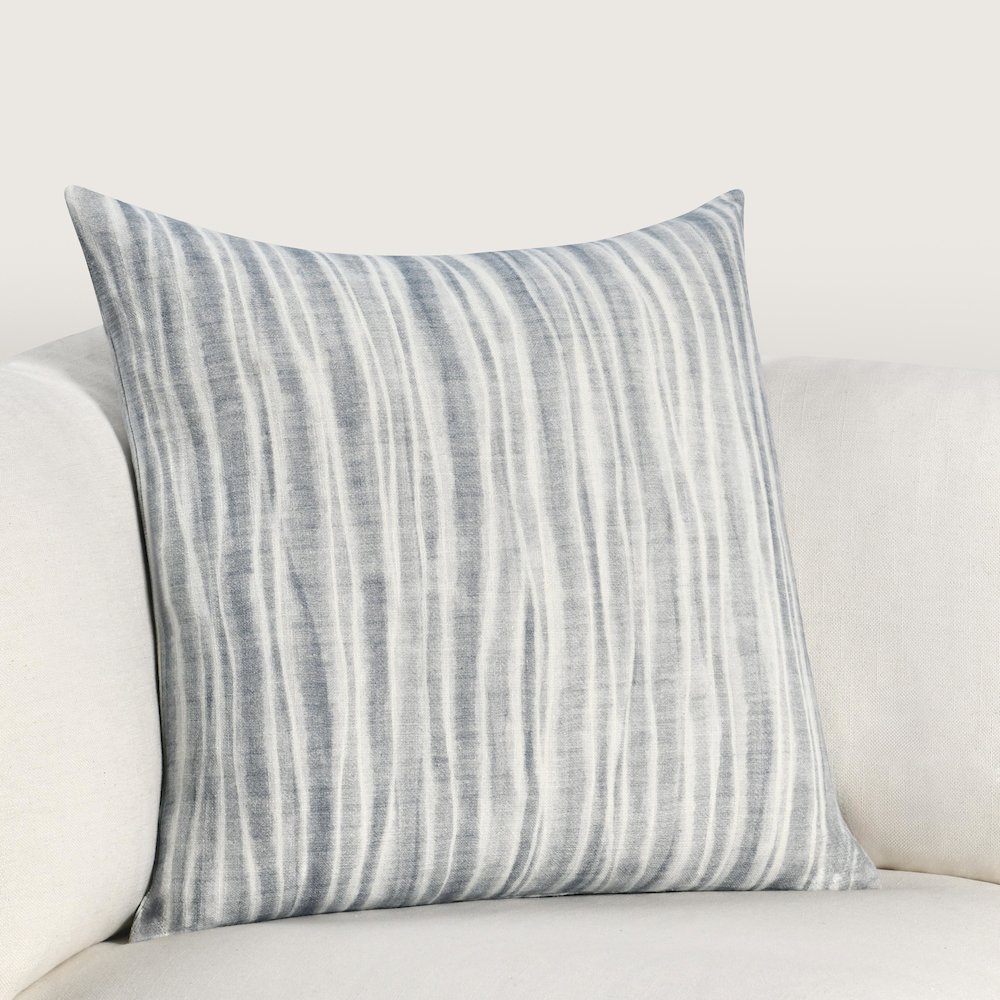 Holston 22" Cotton Fabric Throw Pillow in Blue