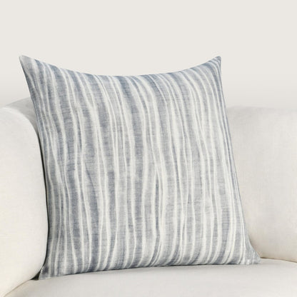 Holston 22" Cotton Fabric Throw Pillow in Blue
