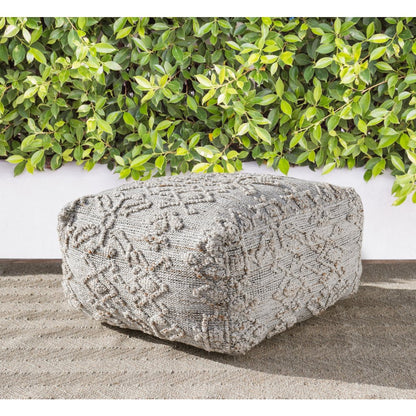 Performance Tundra Gray Multi Pouf 24x24x12