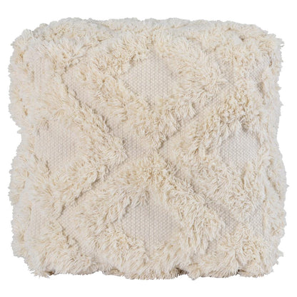 Lyla 100% Cotton 24" Wide Square Ivory Pouf