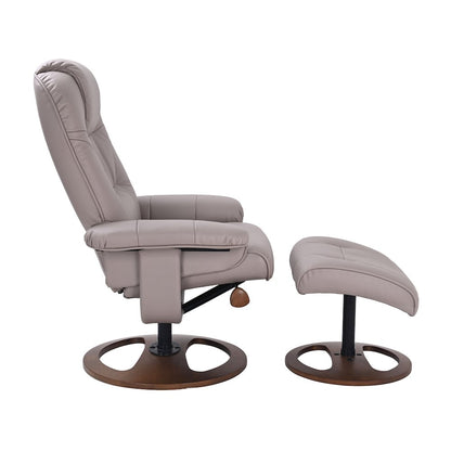 Scandinavian / European-styled recliner and ottoman in Pebble