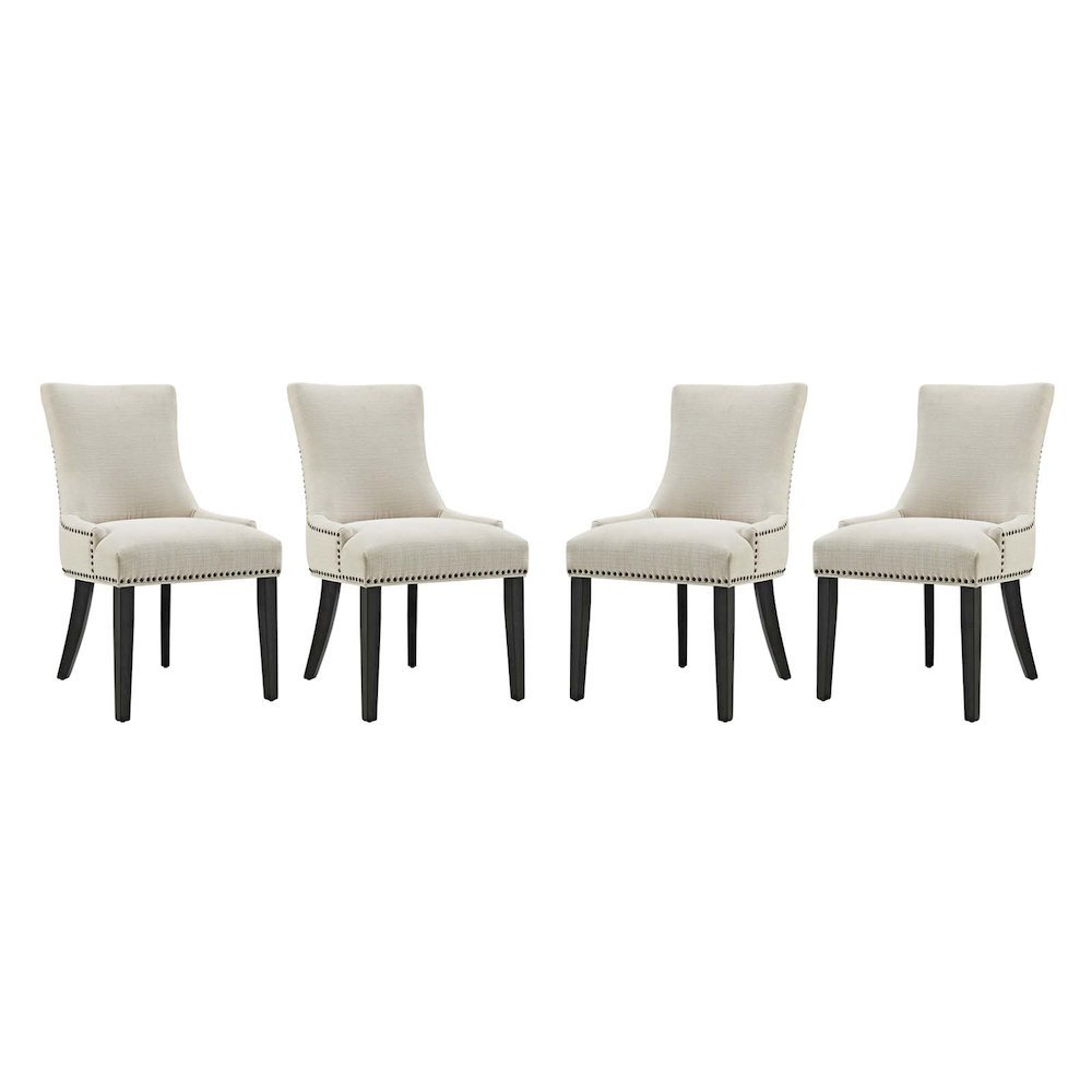 Fabric Upholstered Dining Chairs with Arms, Beige, Set of 4