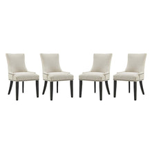Fabric Upholstered Dining Chairs with Arms, Beige, Set of 4