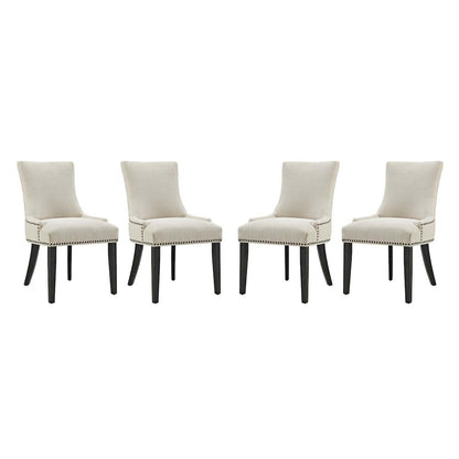 Fabric Upholstered Dining Chairs with Arms, Beige, Set of 4