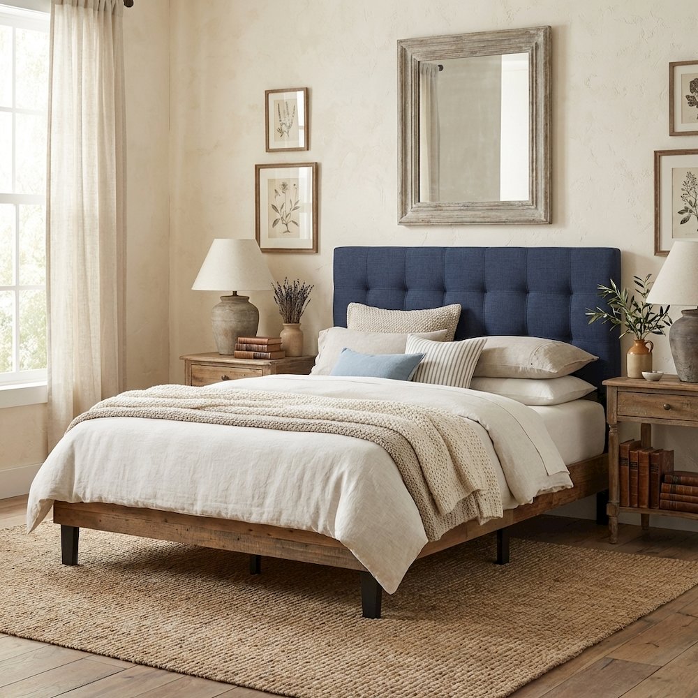Upholstered Fabric King Headboard with Soft Padding and Elegant Design