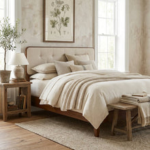 Tufted Fabric King Headboard with Wood Frame and Elegant Design