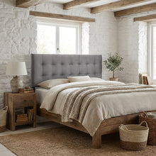 Biscuit Tufted Performance Velvet Queen Headboard in Soft Neutral Fabric