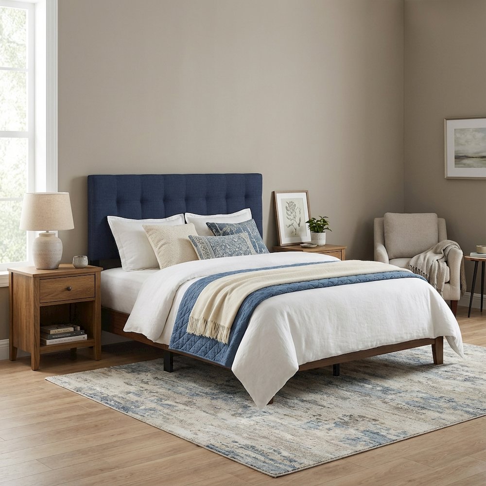 Upholstered Fabric Queen Headboard with Soft Padding and Sturdy Frame