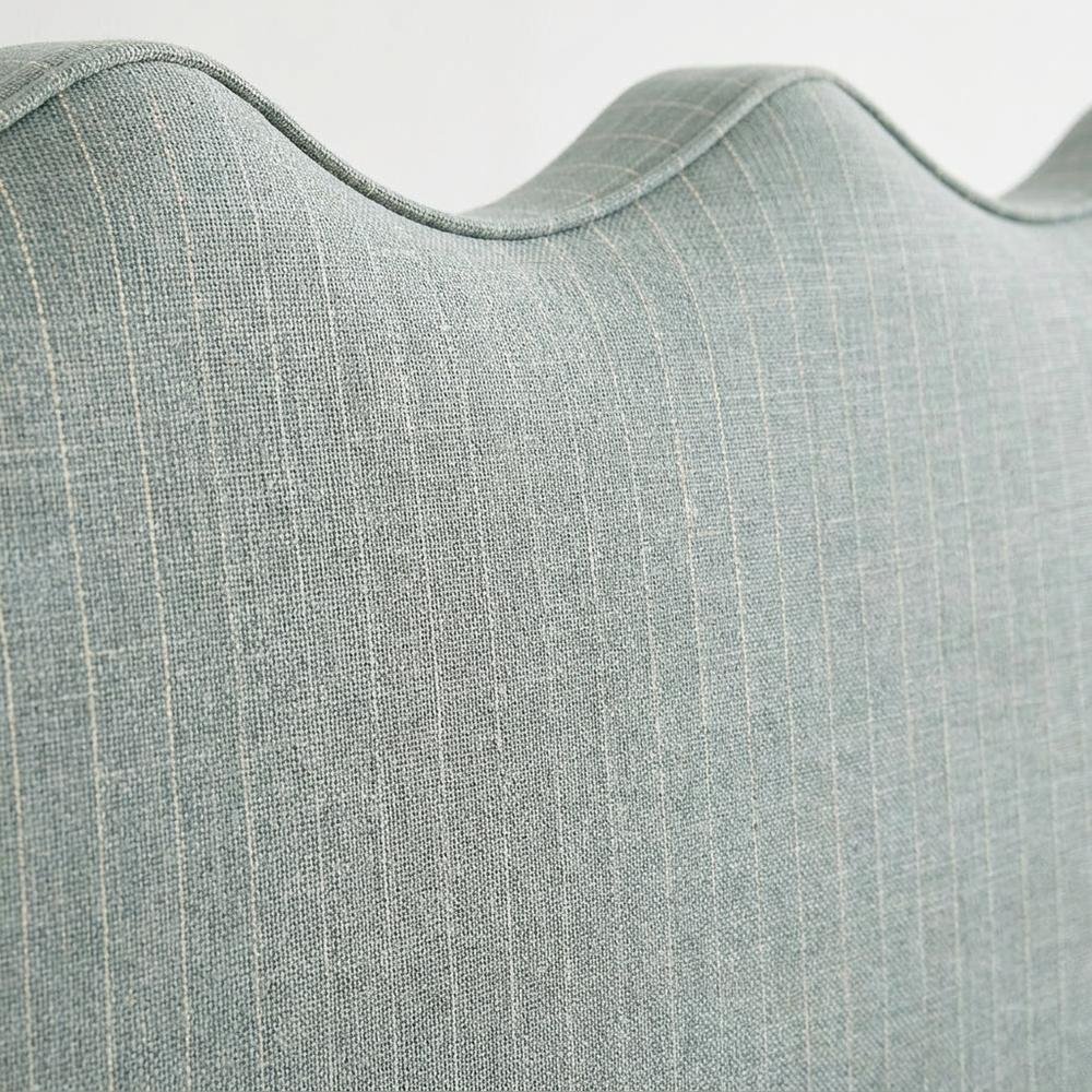 Striped Fabric King Headboard for Adjustable Bed with Storage, Spa Blue Stripe