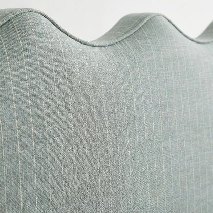 Striped Fabric King Headboard for Adjustable Bed with Storage, Spa Blue Stripe