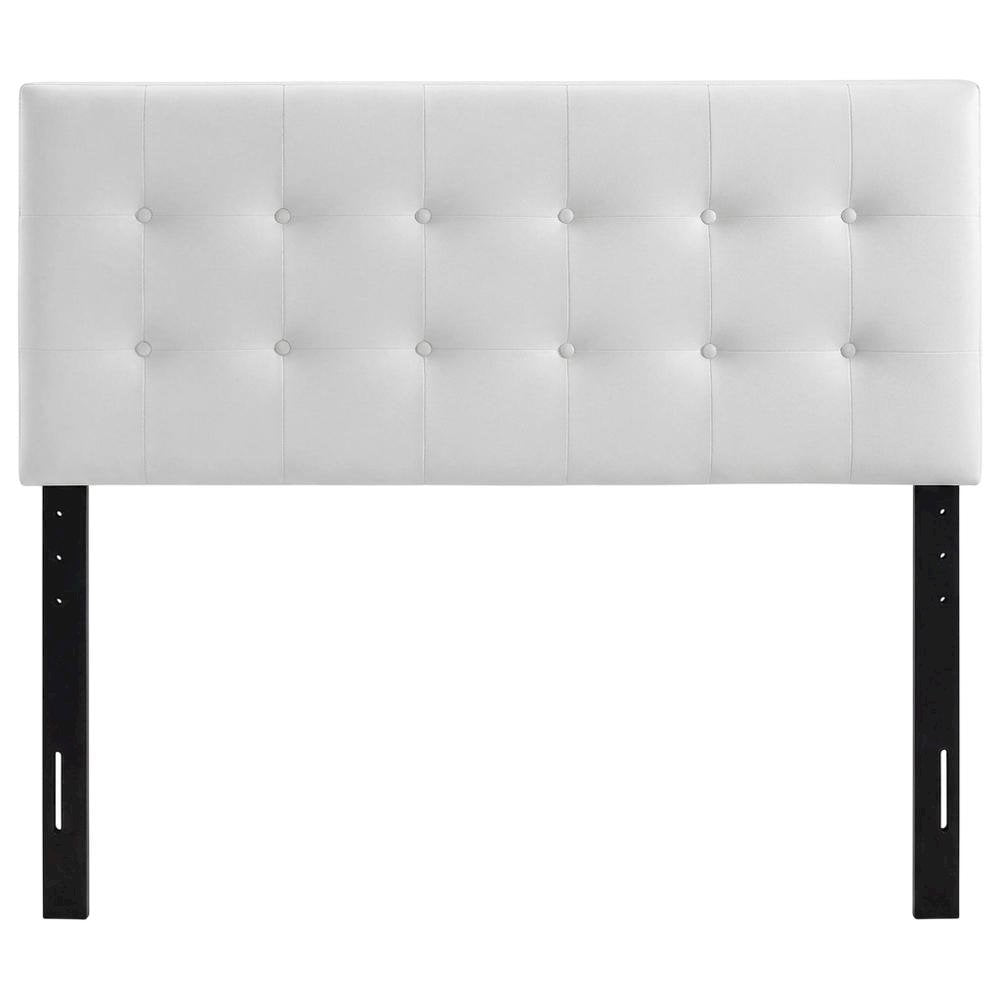 Vinyl-Upholstered King Headboard Only with Padded Panel, Stand-Alone, White