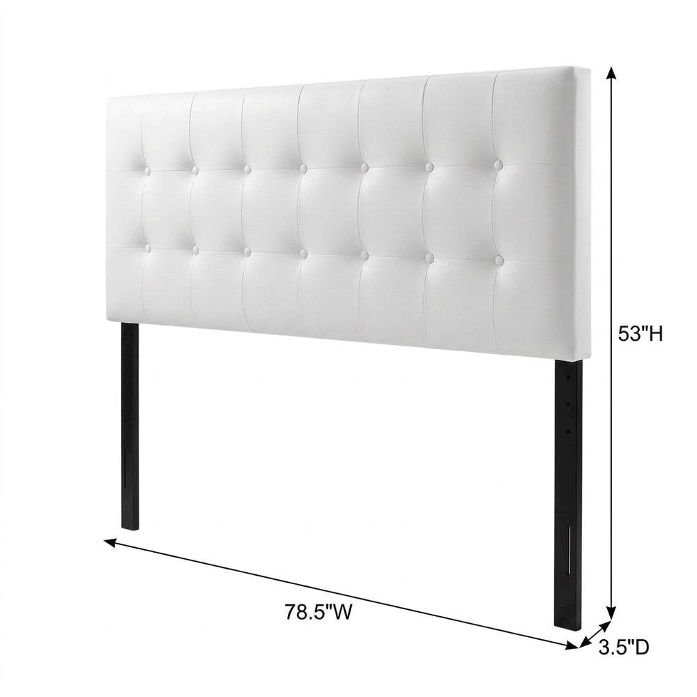 Vinyl-Upholstered King Headboard Only with Padded Panel, Stand-Alone, White