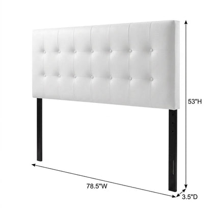 Vinyl-Upholstered King Headboard Only with Padded Panel, Stand-Alone, White