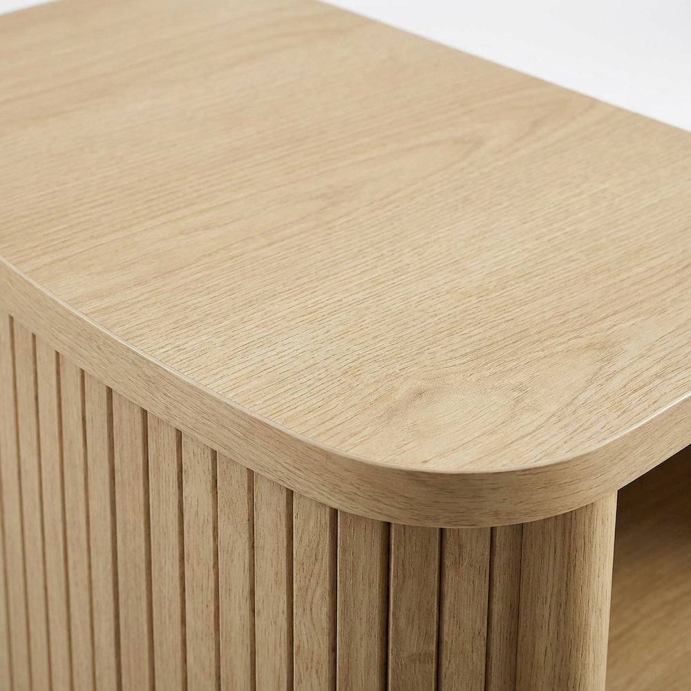 Brown Nightstand with Open Storage and Modern Design