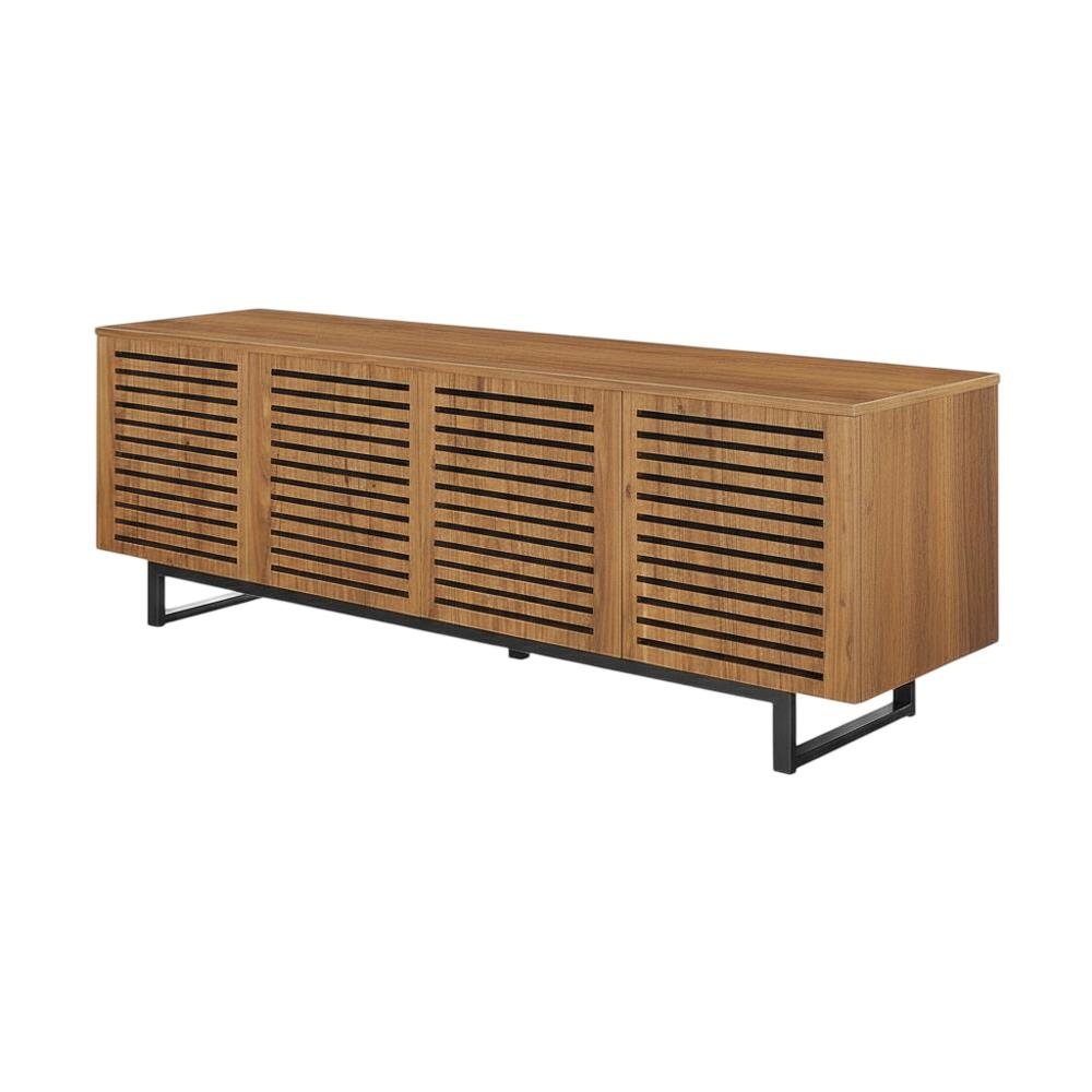 Wooden Brown TV Stand for 73-Inch Screen with Practical Storage