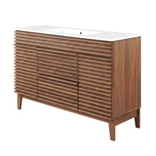 Walnut White 48-Inch Floor-Mount Single Sink Bathroom Vanity