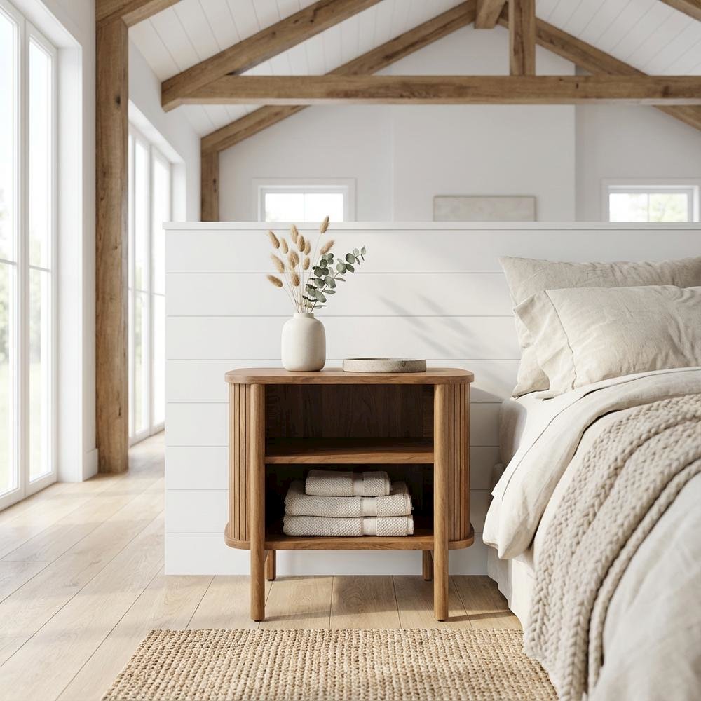 Open Nightstand in Modern Design with Sleek Profile and Sturdy Construction