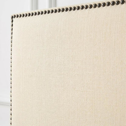 Upholstered Full Headboard, Nailhead Trim in Neutral Fabric for Stylish Bedroom