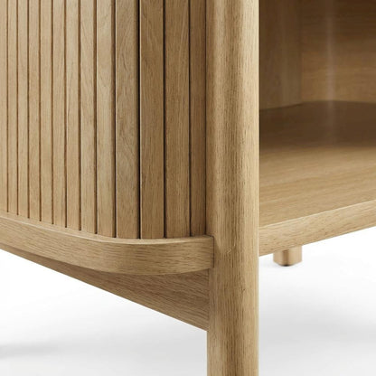 Brown Nightstand with Open Storage and Modern Design