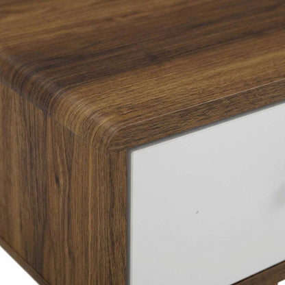 Wood TV Stand with Brown Finish and Spacious Surface