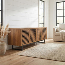 Wooden Brown TV Stand for 73-Inch Screen with Practical Storage